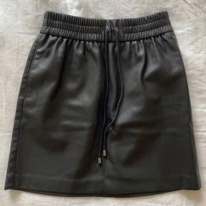 Topshop Black Drawstring Faux Leather Skirt